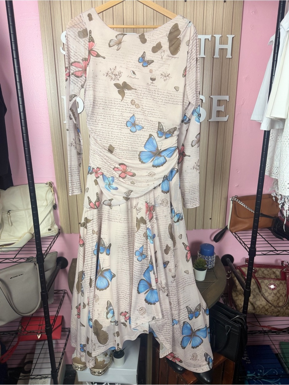 🦋 ANEWSTA Butterfly Print Boho Dress | Size Large (US 8/10) - Picture 3 of 13